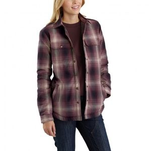 Carhartt Hubbard Sherpa-Lined Plaid Shirt Jacket in Deep Wine